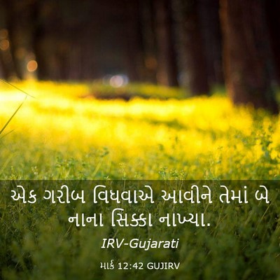 Picture 03 - માર્ક 12:42 GUJIRV - એક ગરીબ વિધવાએ - Bible Verse Picture