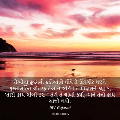 Picture 03 - માર્ક 3:5 GUJIRV - તેઓના હૃદયની - Bible Verse Picture