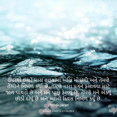 Picture 03 - યર્મિયાનો વિલાપ 1:13 GUJIRV - ઉપરથી ઈશ્વરે મારા - Bible Verse Picture