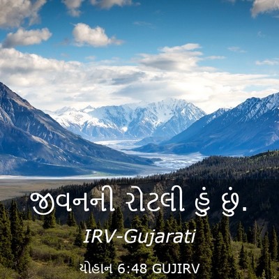Picture 03 - યોહાન 6:48 GUJIRV - જીવનની રોટલી હું - Bible Verse Picture