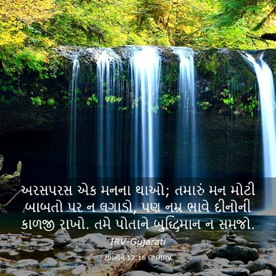 Picture 03 - રોમનોને 12:16 GUJIRV - અરસપરસ એક મનના થાઓ; - Bible Verse Picture