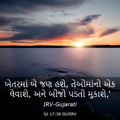 Picture 03 - લૂક 17:36 GUJIRV - ખેતરમાં બે જણ હશે, - Bible Verse Picture