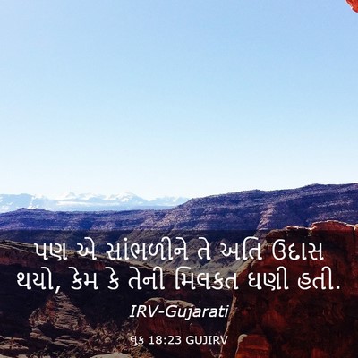 Picture 03 - લૂક 18:23 GUJIRV - પણ એ સાંભળીને તે - Bible Verse Picture