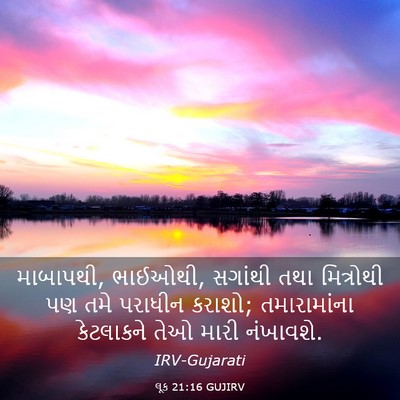 Picture 03 - લૂક 21:16 GUJIRV - માબાપથી, ભાઈઓથી, - Bible Verse Picture