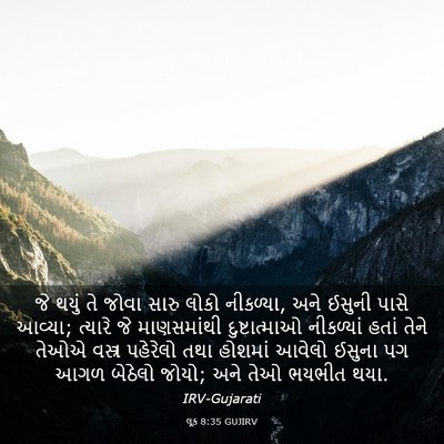 Picture 03 - લૂક 8:35 GUJIRV - જે થયું તે જોવા - Bible Verse Picture