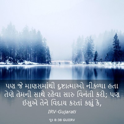 Picture 03 - લૂક 8:38 GUJIRV - પણ જે માણસમાંથી - Bible Verse Picture