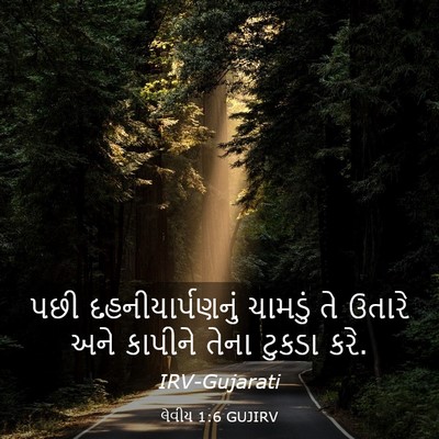 Picture 03 - લેવીય 1:6 GUJIRV - પછી દહનીયાર્પણનું - Bible Verse Picture