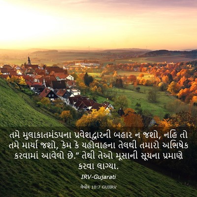 Picture 03 - લેવીય 10:7 GUJIRV - તમે મુલાકાતમંડપના - Bible Verse Picture