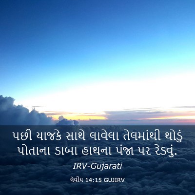 Picture 03 - લેવીય 14:15 GUJIRV - પછી યાજકે સાથે - Bible Verse Picture