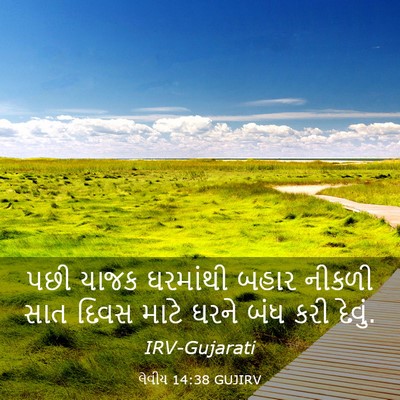 Picture 03 - લેવીય 14:38 GUJIRV - પછી યાજક ઘરમાંથી - Bible Verse Picture