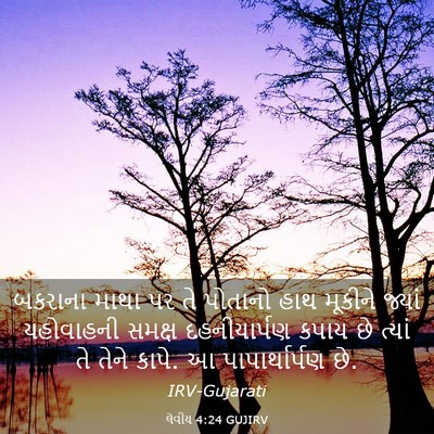 Picture 03 - લેવીય 4:24 GUJIRV - બકરાના માથા પર તે - Bible Verse Picture