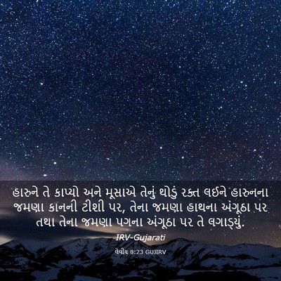 Picture 03 - લેવીય 8:23 GUJIRV - હારુને તે કાપ્યો - Bible Verse Picture
