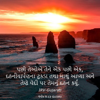 Picture 03 - લેવીય 9:13 GUJIRV - પછી તેઓએ તેને એક - Bible Verse Picture
