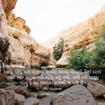 Picture 03 - સભાશિક્ષક 2:24 GUJIRV - ખાવું, પીવું અને - Bible Verse Picture