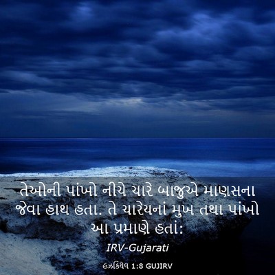 Picture 03 - હઝકિયેલ 1:8 GUJIRV - તેઓની પાંખો નીચે - Bible Verse Picture