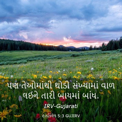Picture 03 - હઝકિયેલ 5:3 GUJIRV - પણ તેઓમાંથી થોડી - Bible Verse Picture