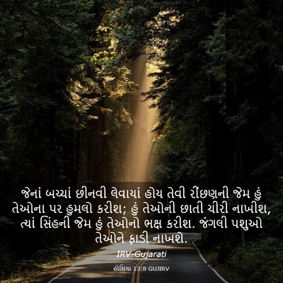 Picture 03 - હોશિયા 13:8 GUJIRV - જેનાં બચ્ચાં - Bible Verse Picture