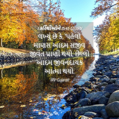 Picture 04 - 1 કરિંથીઓને 15:45 GUJIRV - લખ્યું છે કે, - Bible Verse Picture