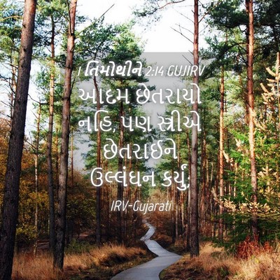 Picture 04 - 1 તિમોથીને 2:14 GUJIRV - આદમ છેતરાયો નહિ, પણ - Bible Verse Picture