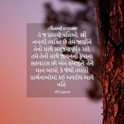 Picture 04 - 1 પિતરનો 3:7 GUJIRV - તે જ પ્રમાણે પતિઓ, - Bible Verse Picture