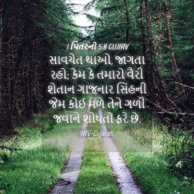 Picture 04 - 1 પિતરનો 5:8 GUJIRV - સાવચેત થાઓ, જાગતા - Bible Verse Picture