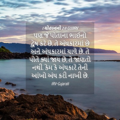 Picture 04 - 1 યોહાનનો 2:11 GUJIRV - પણ જે પોતાના ભાઈનો - Bible Verse Picture