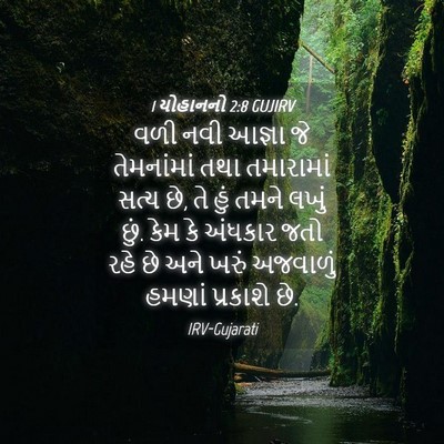 Picture 04 - 1 યોહાનનો 2:8 GUJIRV - વળી નવી આજ્ઞા જે - Bible Verse Picture
