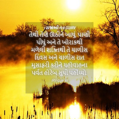 Picture 04 - 1 રાજાઓ 19:8 GUJIRV - તેથી તેણે ઊઠીને - Bible Verse Picture