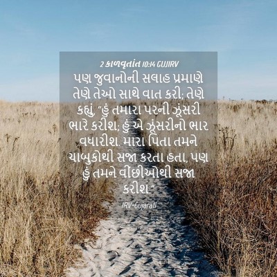 Picture 04 - 2 કાળવૃતાંત 10:14 GUJIRV - પણ જુવાનોની સલાહ - Bible Verse Picture