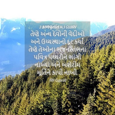 Picture 04 - 2 કાળવૃતાંત 14:3 GUJIRV - તેણે અન્ય દેવોની - Bible Verse Picture
