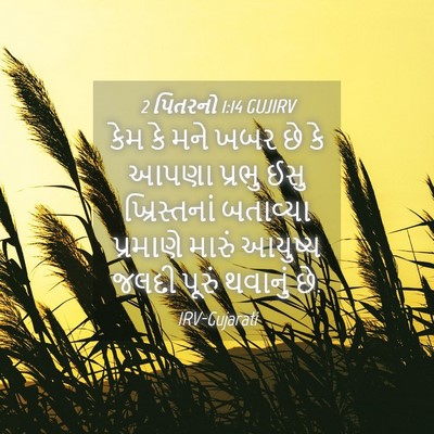 Picture 04 - 2 પિતરનો 1:14 GUJIRV - કેમ કે મને ખબર છે - Bible Verse Picture