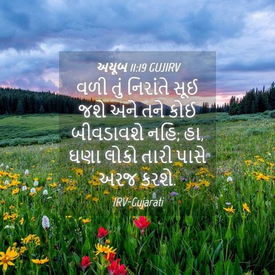 Picture 04 - અયૂબ 11:19 GUJIRV - વળી તું નિરાંતે - Bible Verse Picture