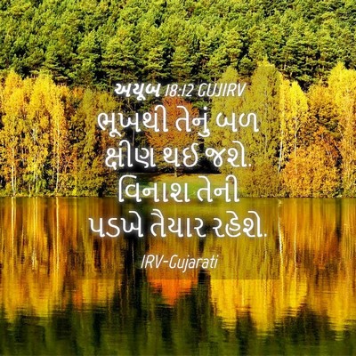 Picture 04 - અયૂબ 18:12 GUJIRV - ભૂખથી તેનું બળ - Bible Verse Picture