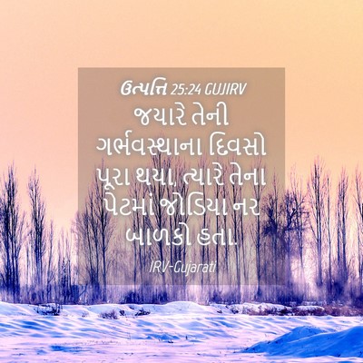 Picture 04 - ઉત્પત્તિ 25:24 GUJIRV - જયારે તેની - Bible Verse Picture