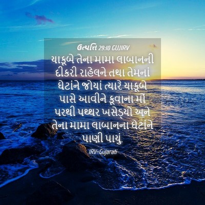 Picture 04 - ઉત્પત્તિ 29:10 GUJIRV - યાકૂબે તેના મામા - Bible Verse Picture