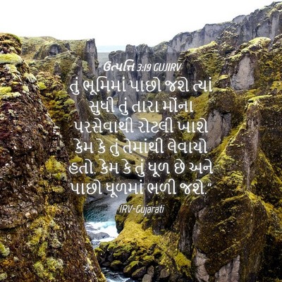 Picture 04 - ઉત્પત્તિ 3:19 GUJIRV - તું ભૂમિમાં પાછો - Bible Verse Picture