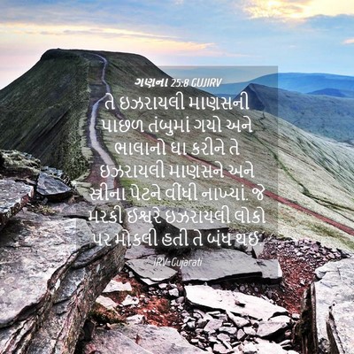 Picture 04 - ગણના 25:8 GUJIRV - તે ઇઝરાયલી માણસની - Bible Verse Picture