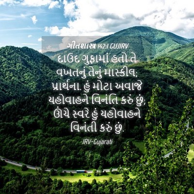 Picture 04 - ગીતશાસ્ત્ર 142:1 GUJIRV - દાઉદ ગુફામાં હતો - Bible Verse Picture