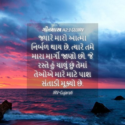 Picture 04 - ગીતશાસ્ત્ર 142:3 GUJIRV - જ્યારે મારો આત્મા - Bible Verse Picture