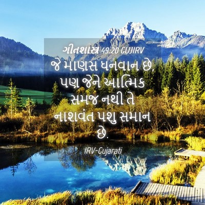 Picture 04 - ગીતશાસ્ત્ર 49:20 GUJIRV - જે માણસ ધનવાન છે, - Bible Verse Picture