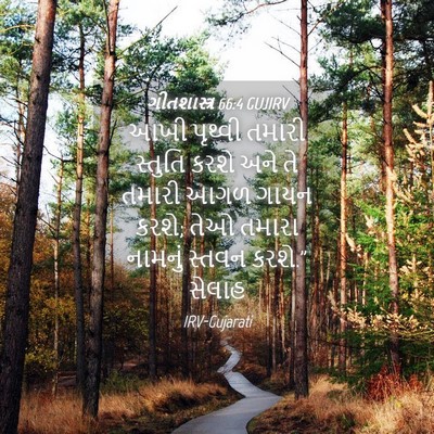 Picture 04 - ગીતશાસ્ત્ર 66:4 GUJIRV - આખી પૃથ્વી તમારી - Bible Verse Picture