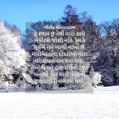 Picture 04 - ગીતોનું ગીત 1:6 GUJIRV - હું શ્યામ છું તેથી - Bible Verse Picture