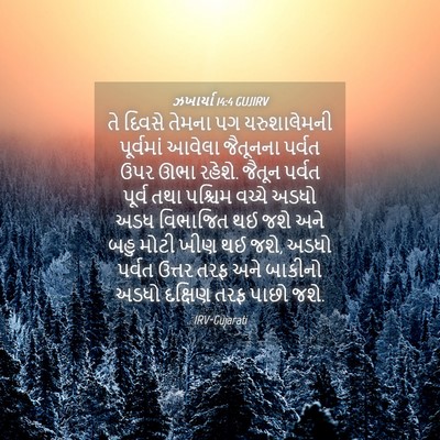 Picture 04 - ઝખાર્યા 14:4 GUJIRV - તે દિવસે તેમના પગ - Bible Verse Picture
