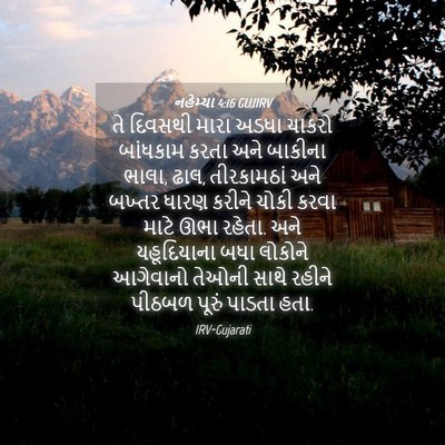Picture 04 - નહેમ્યા 4:16 GUJIRV - તે દિવસથી મારા - Bible Verse Picture