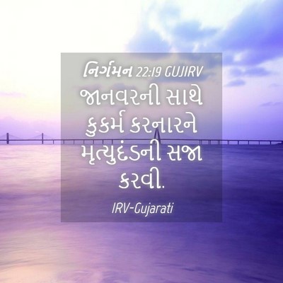 Picture 04 - નિર્ગમન 22:19 GUJIRV - જાનવરની સાથે - Bible Verse Picture