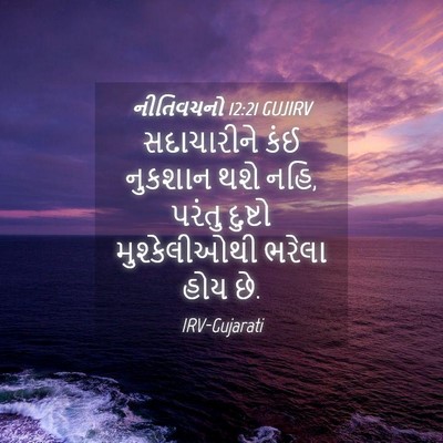 Picture 04 - નીતિવચનો 12:21 GUJIRV - સદાચારીને કંઈ - Bible Verse Picture