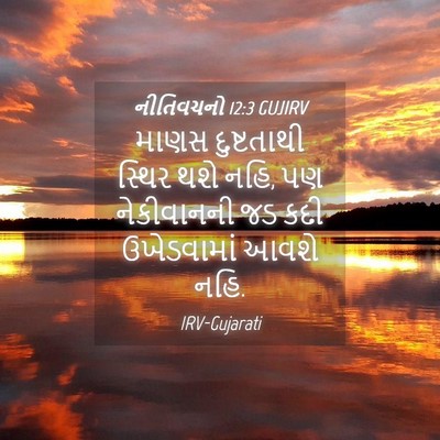 Picture 04 - નીતિવચનો 12:3 GUJIRV - માણસ દુષ્ટતાથી - Bible Verse Picture