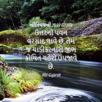 Picture 04 - નીતિવચનો 25:23 GUJIRV - ઉત્તરનો પવન વરસાદ - Bible Verse Picture