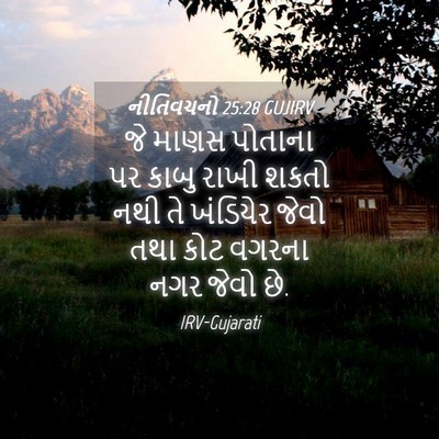 Picture 04 - નીતિવચનો 25:28 GUJIRV - જે માણસ પોતાના પર - Bible Verse Picture