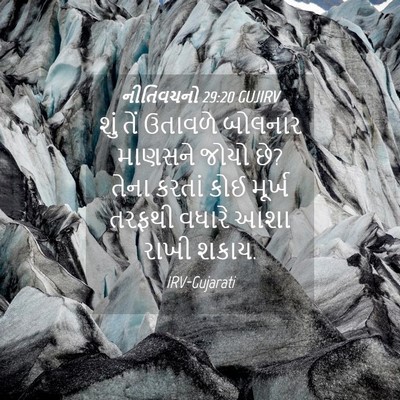 Picture 04 - નીતિવચનો 29:20 GUJIRV - શું તેં ઉતાવળે - Bible Verse Picture